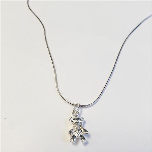 SILVER BEAR 16" NECKLACE