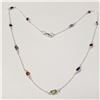 Image 1 : SILVER GENUINE GEMSTONE 18" NECKLACE