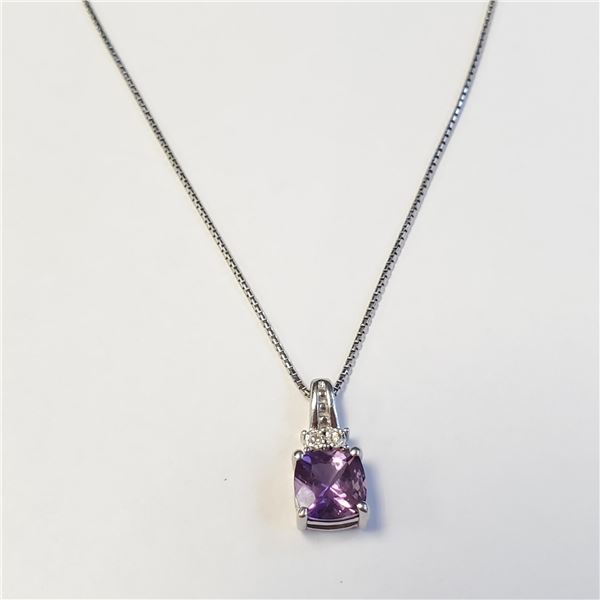 SILVER AMETHYST 18" (1.5CT) DIAMOND NECKLACE