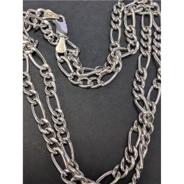SILVER(9.3G), RHODIUM PLATED HOLLOW CHAIN 24"