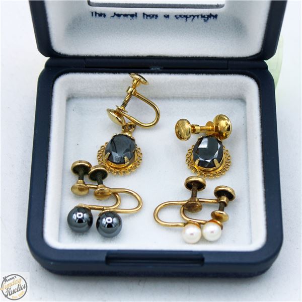 VINTAGE 3 PAIR EARRINGS AM LEE