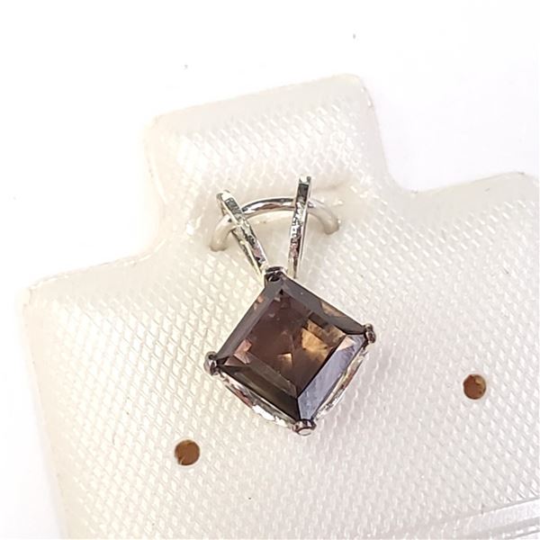 SILVER SMOKEY QUARTZ(0.6CT) PENDANT MADE IN