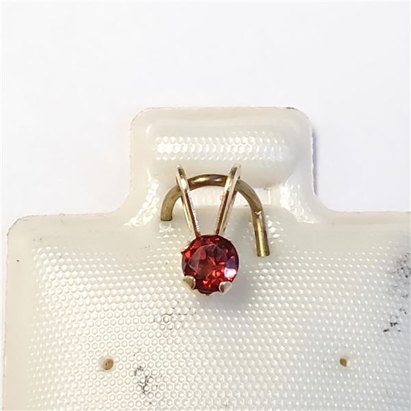 14K YELLOW GOLD GARNET PENDANT, MADE IN CANADA