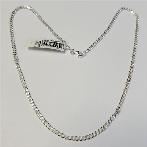 SILVER 18" SMALL CURB NECKLACE