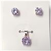 Image 1 : SILVER PINK CZ EARRING AND PENDANT SET