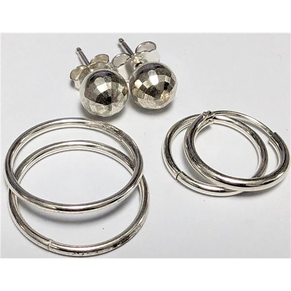 3 PAIRS OF SILVER EARRINGS