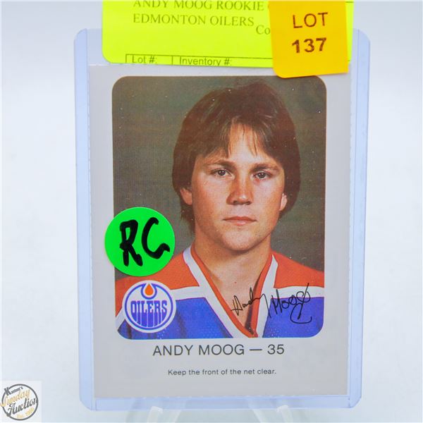 ANDY MOOG ROOKIE CARD EDMONTON OILERS