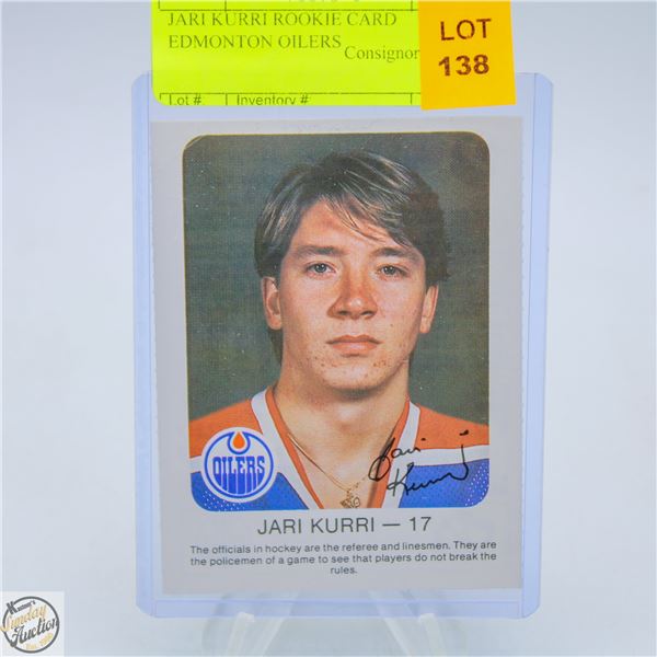 JARI KURRI ROOKIE CARD EDMONTON OILERS