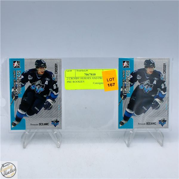 2 CROSBY HEROES AND PROSPECTS PRE ROOKIES