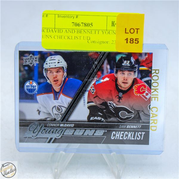 MCDAVID AND BENNETT YOUNG GUNS CHECKLIST UD