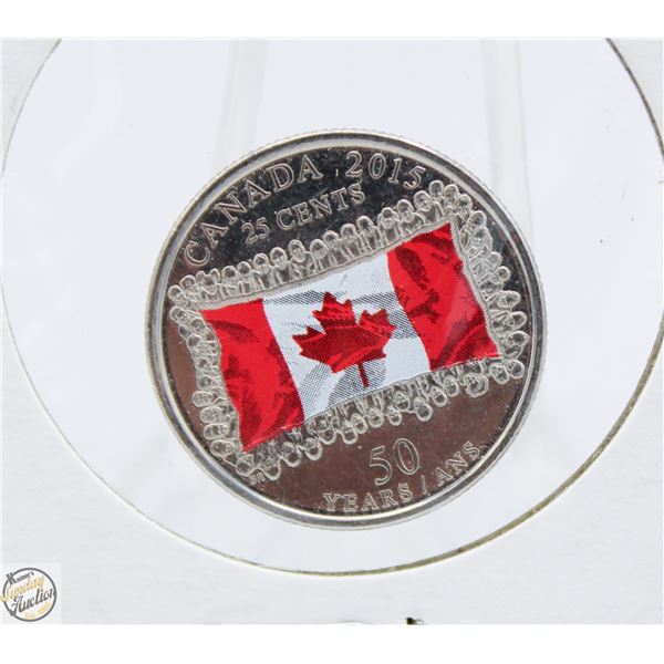 2015 CANADA 25 CENT 50 YEARS WITH FLAG