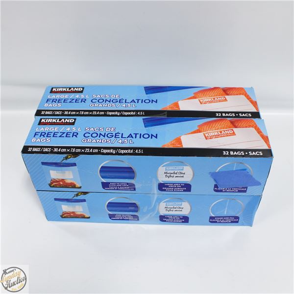 NEW 4 X 32 BAGS KIRKLAND LARGE FREEZER BAGS