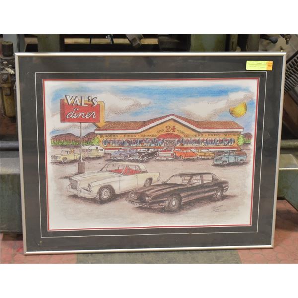 ANTIQUE CAR PICTURE FRAMED GARAGE ART