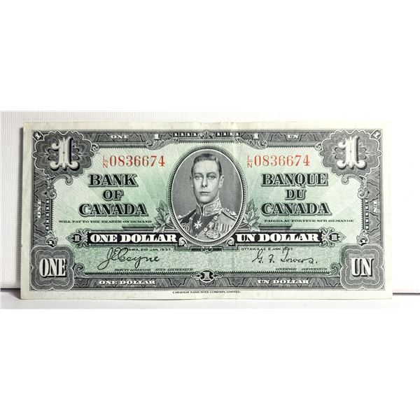 1) CANADIAN KING GEORGE V 1937 ONE DOLLAR