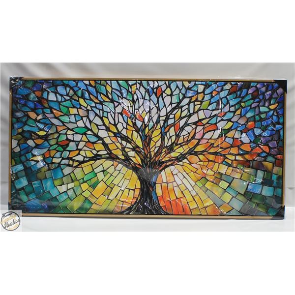 BRAND NEW SOLID WOOD FRAME ABSTRACT WALL ART