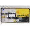 Image 1 : NEW SOLID WOOD FRAME ABTRACT YELLOW WALL ART
