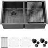 Image 1 : NEW 3O BLACK DOUBLE KITCHEN SINK UNDERMOUNT