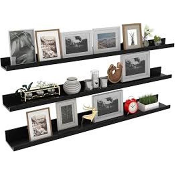 NEW GIFTGARDEN 47" BLACK FLOATING SHELVES 3 SET