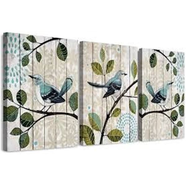 NEW 3PC BIRD ON THE BRANCH ABSTRACT POSTERS 12X16"