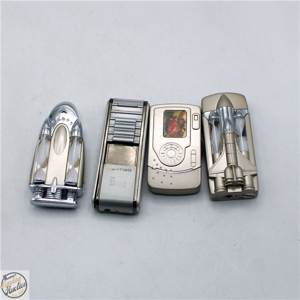LOT OF 4 NOVELTY BUTANE LIGHTERS
