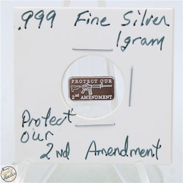 #3826-CANADIAN .999 FINE SILVER 1 GRAM BAR