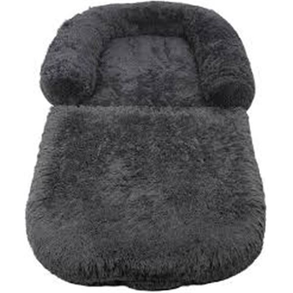 NEW DARK GREY PLUSH FOLDABLE HUMAN SIZE DOG BED