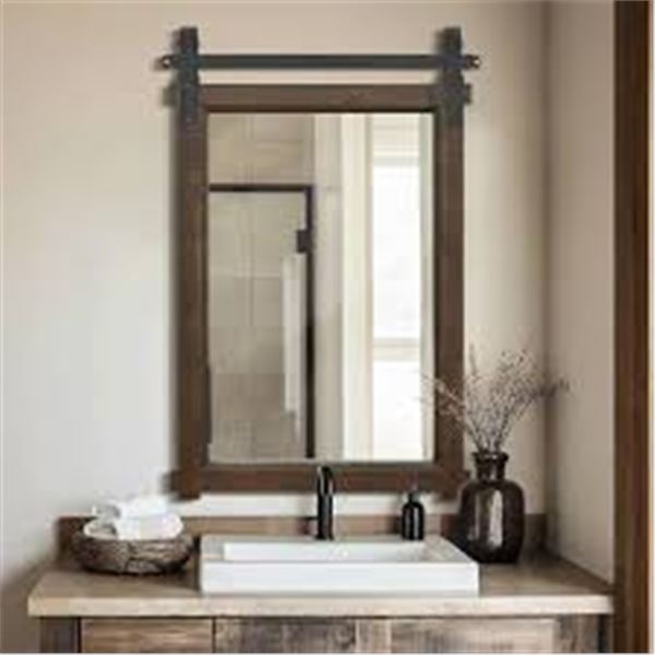 BRAND NEW BESDOMUS BARN DOOR MIRROR 24 X 36" BROWN