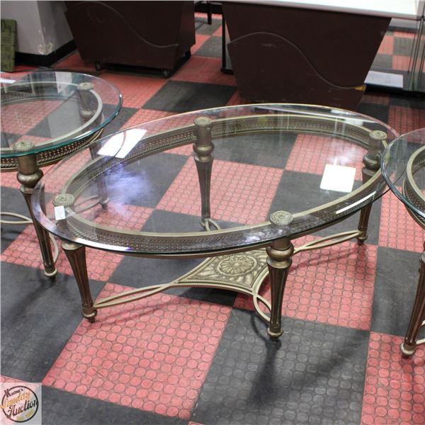 GLASS TOP COFFEE TABLE WITH METAL FRAME 20"50"