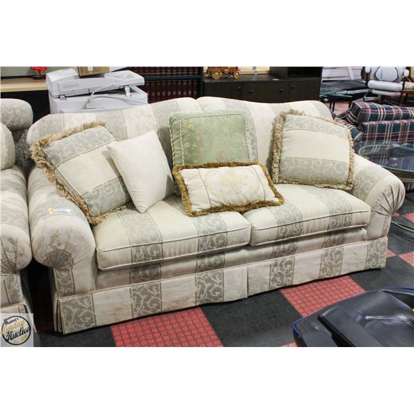 3 SEAT COUCH FLORAL PRINT NEUTRAL COLOUR WHITE/GRE