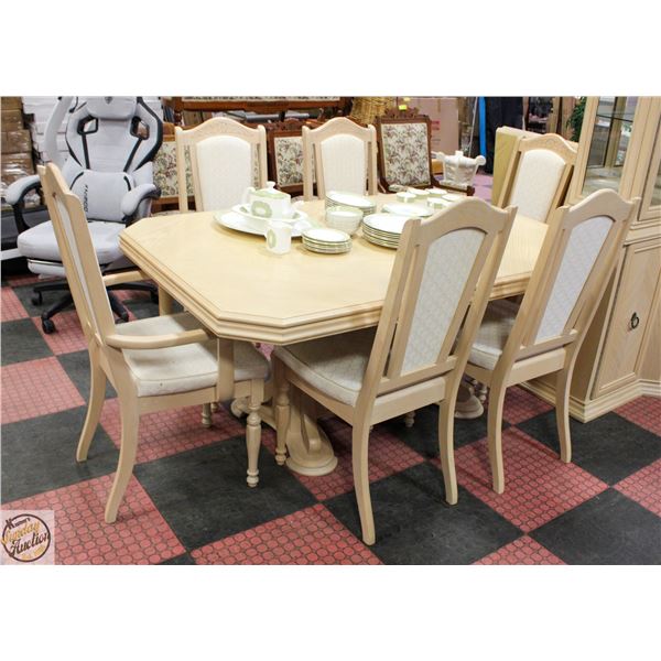 DINING ROOM TABLE 6 CHAIRS WHITE  65" LONG