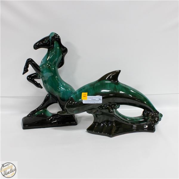 2 REPLICA BMP DOLPHIN AND HORSE CERAMIC PIECES