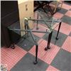 Image 1 : TWO GLASS AND METAL END TABLE WITH WHEELS,