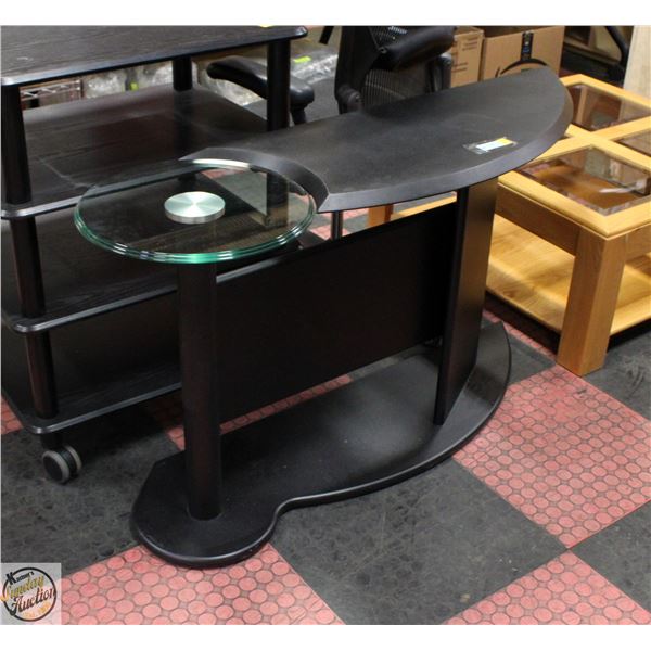 BLACK DISPLAY STAND WITH GLASS SIDE TABLE