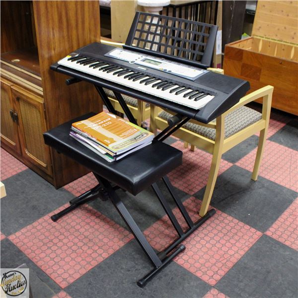 YAMAHA ELECTRIC PIANO ON STAND WITH PIANO CHAIR