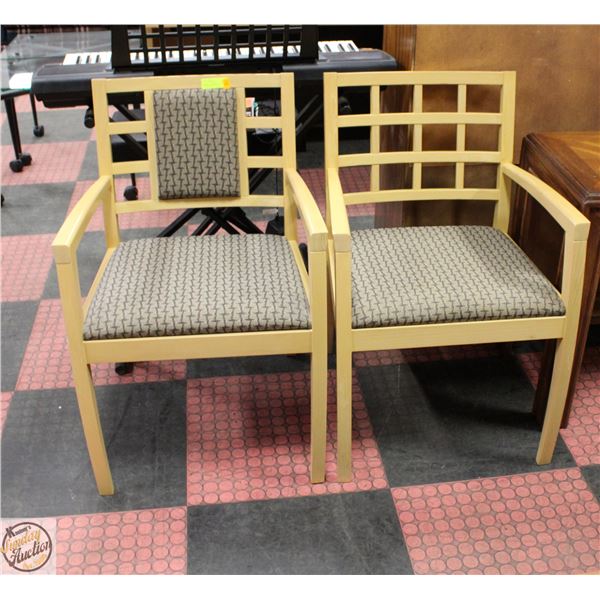 3 WOOD ARMCHAIRS WITH CUSHIONING H32 X W23