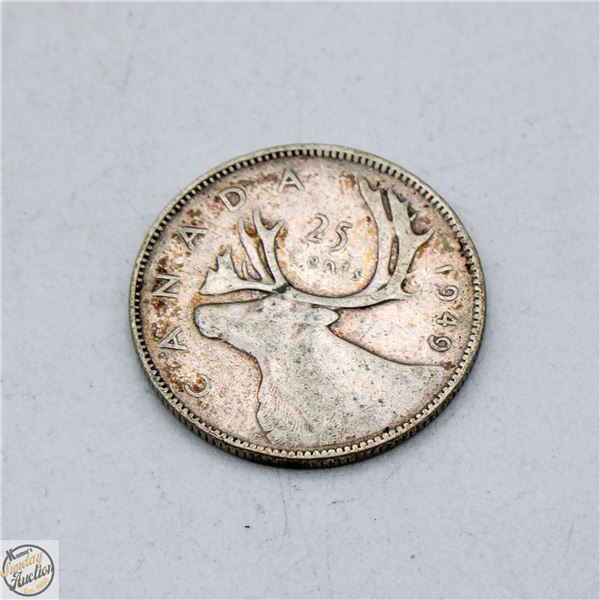 1949 SILVER CANADIAN QUARTER 5.8 GRAMS