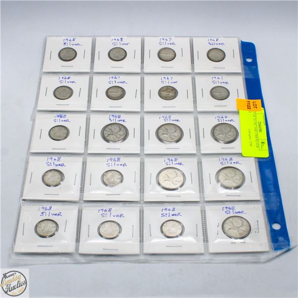 SHEET OF 20 1967 AND 1968 SILVER COINS