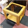 Image 1 : WOOD GLASS TOP COFFEE TABLE