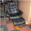 Image 1 : RECLINING SWIVEL BLACK CHAIR WITH FOOT STOOL
