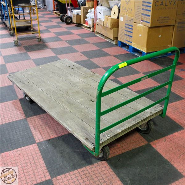 WOOD AND METAL 4 WHEEL CART