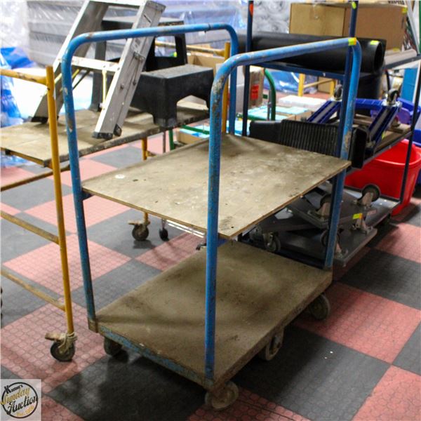 WOOD AND METAL 6 CASTOR CART