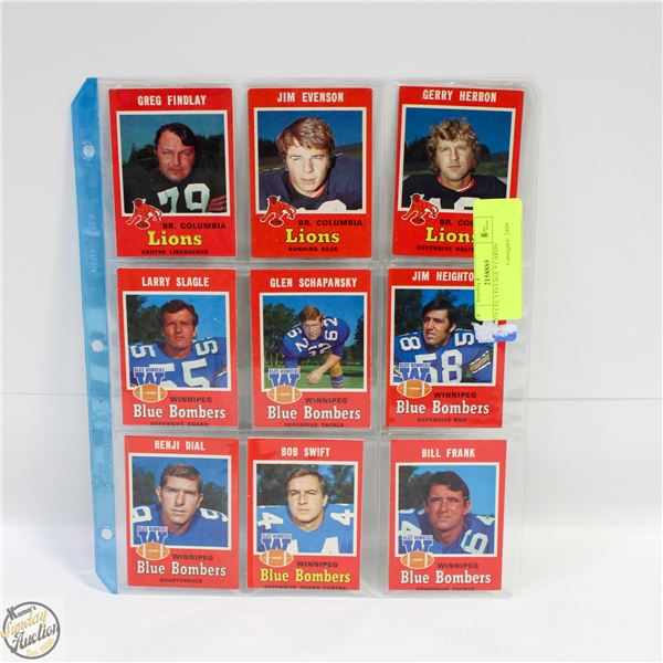 1970 CFL VINTAGE 9 CARDS