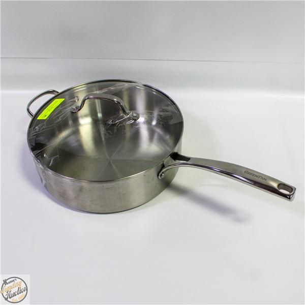 GREENPAN SS DEEPSAUT 5QT PAN WITH CERAMIC LID