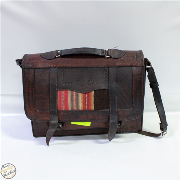 HEAVY LEATHER LAPTOP/BRIEFCASE TOOLED BAG-ESTATE