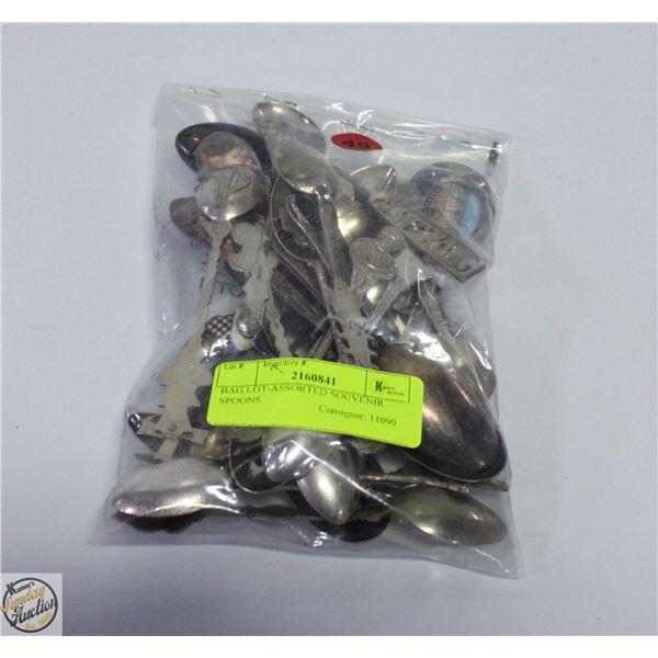 SMALL BAG ASSORTED SOUVENIR SPOONS SILVER PLATED