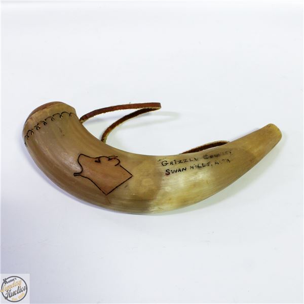 HAND CARVED BULL HORN WHISTLE