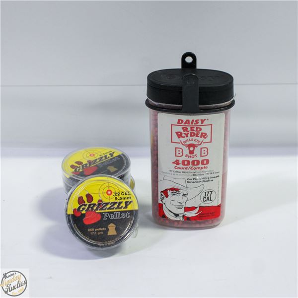 4PKS OF PELLETS + BBS 177 AND 22 CAL 5000 TOTAL