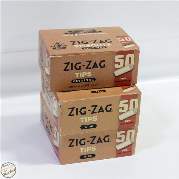 3 BOXES OF ZIG-ZAG TIPS 50 TIPS PER BOX