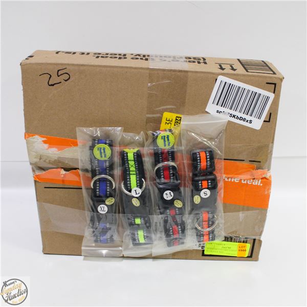 25 NYLON COLLARS VARIOUS SIZES IN ORANGE RED