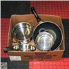 Image 1 : 5-PC STEEL COOKWARE LOT W. WOK +